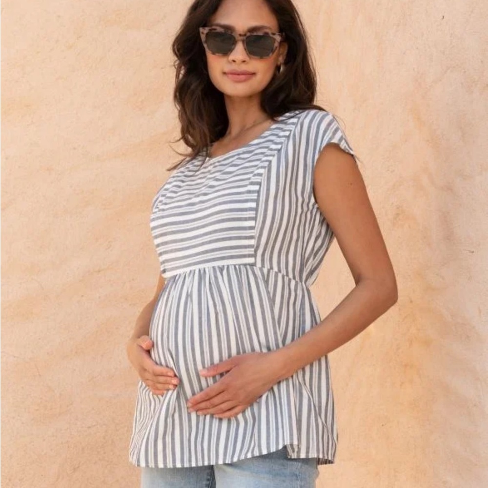 Seraphine Maternity Cotton Stripe Maternity and Nursing Top